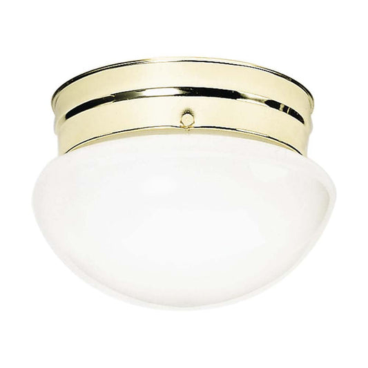 2-Light 10-in Flush Mount Medium White Mushroom Polished Brass Finish