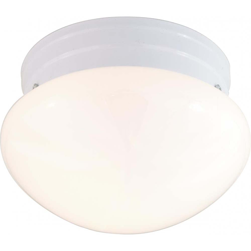2-Light 10-in Flush Mount Medium White Mushroom in White Finish