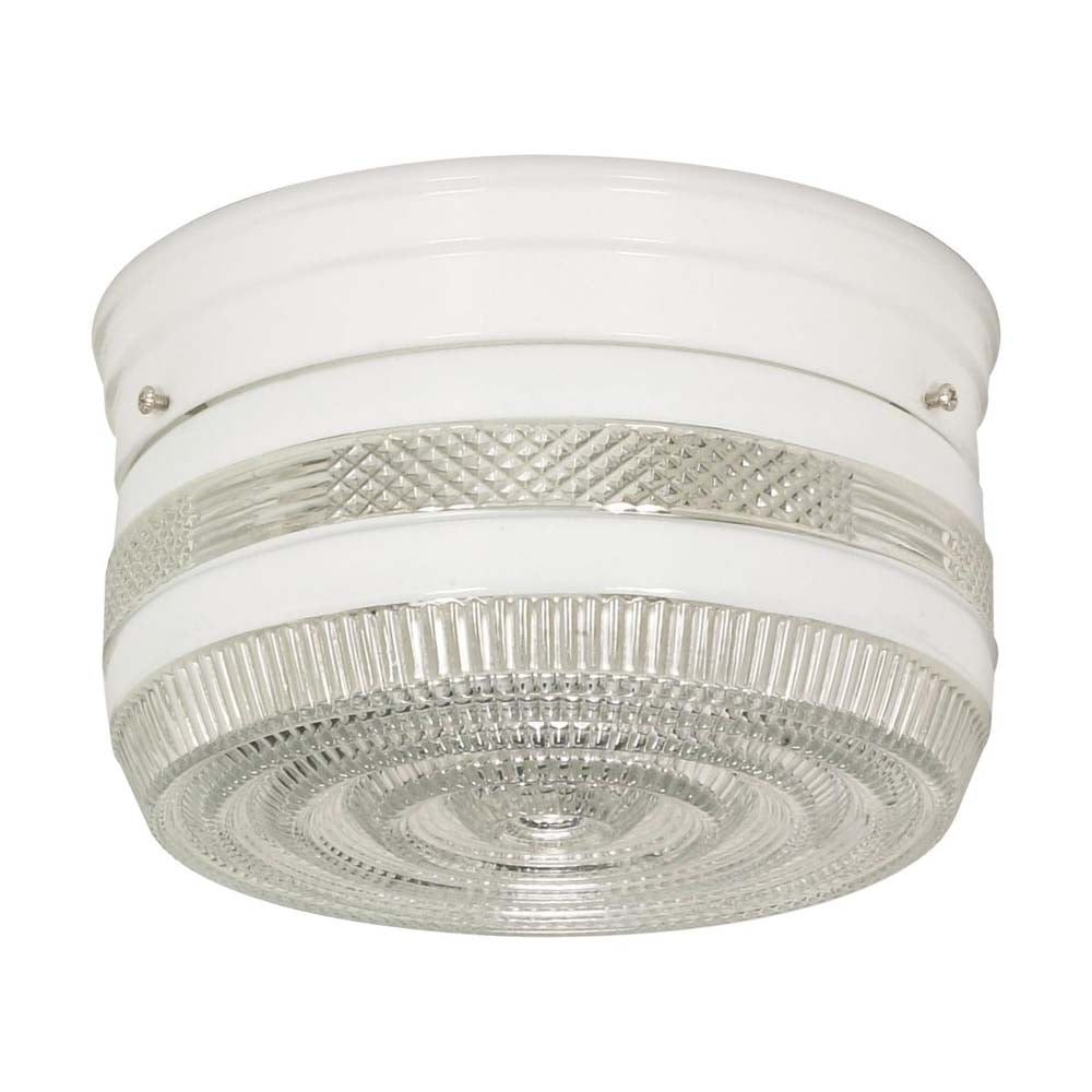 2-Light 8-in Flush Mount Medium Crystal / White Drum in White Finish