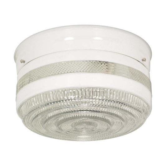 2-Light 10-in Flush Mount Large Crystal / White Drum in White Finish
