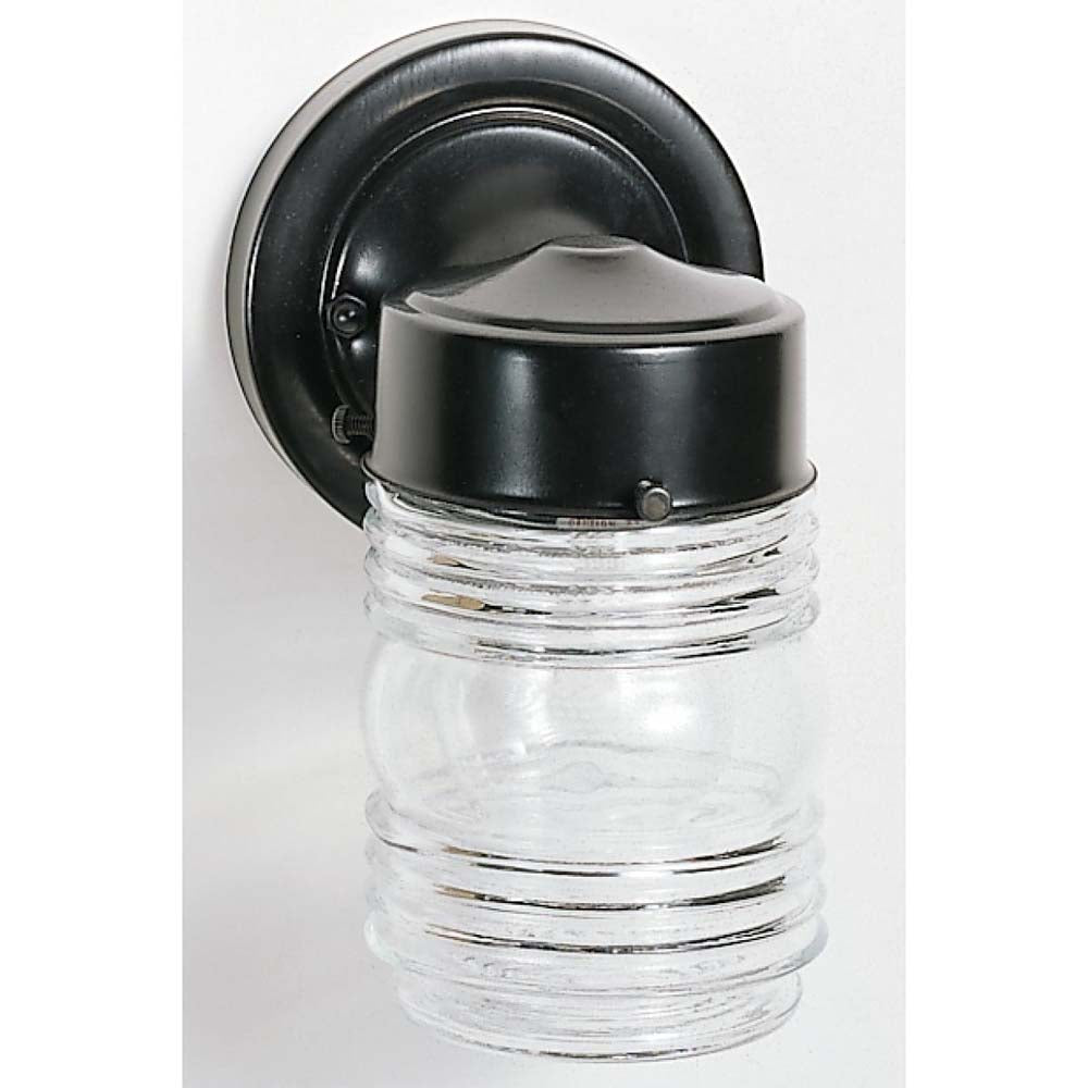 6-in Porch Wall Mason Jar w/Clear Glass Black Finish