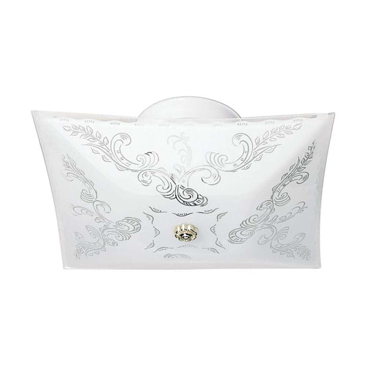 2-Light 12-in Ceiling Fixture Square Floral in White Finish