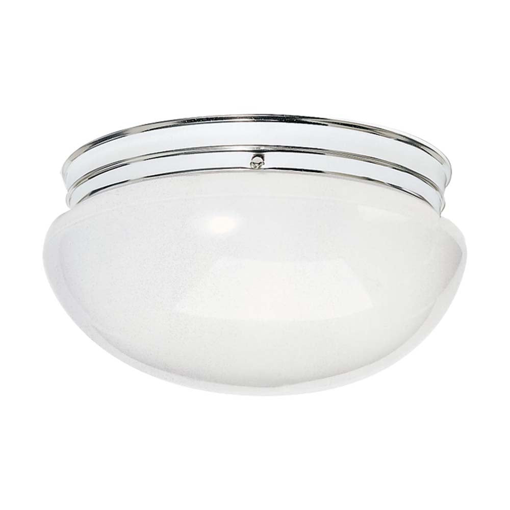 2-Light 12-in Flush Mount Large White Mushroom in Polished Chrome Finish