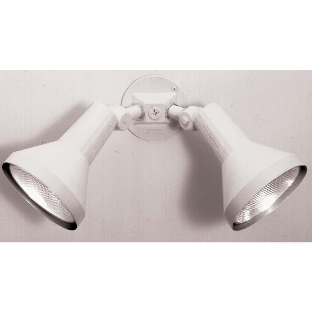 2-Light 15-in Flood Light Exterior PAR38 w/ Adjustable Swivel White Finish