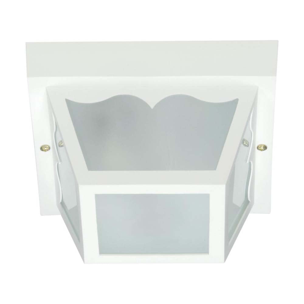 8-in Carport Flush Mount w/ Frosted Acrylic Panels White Finish