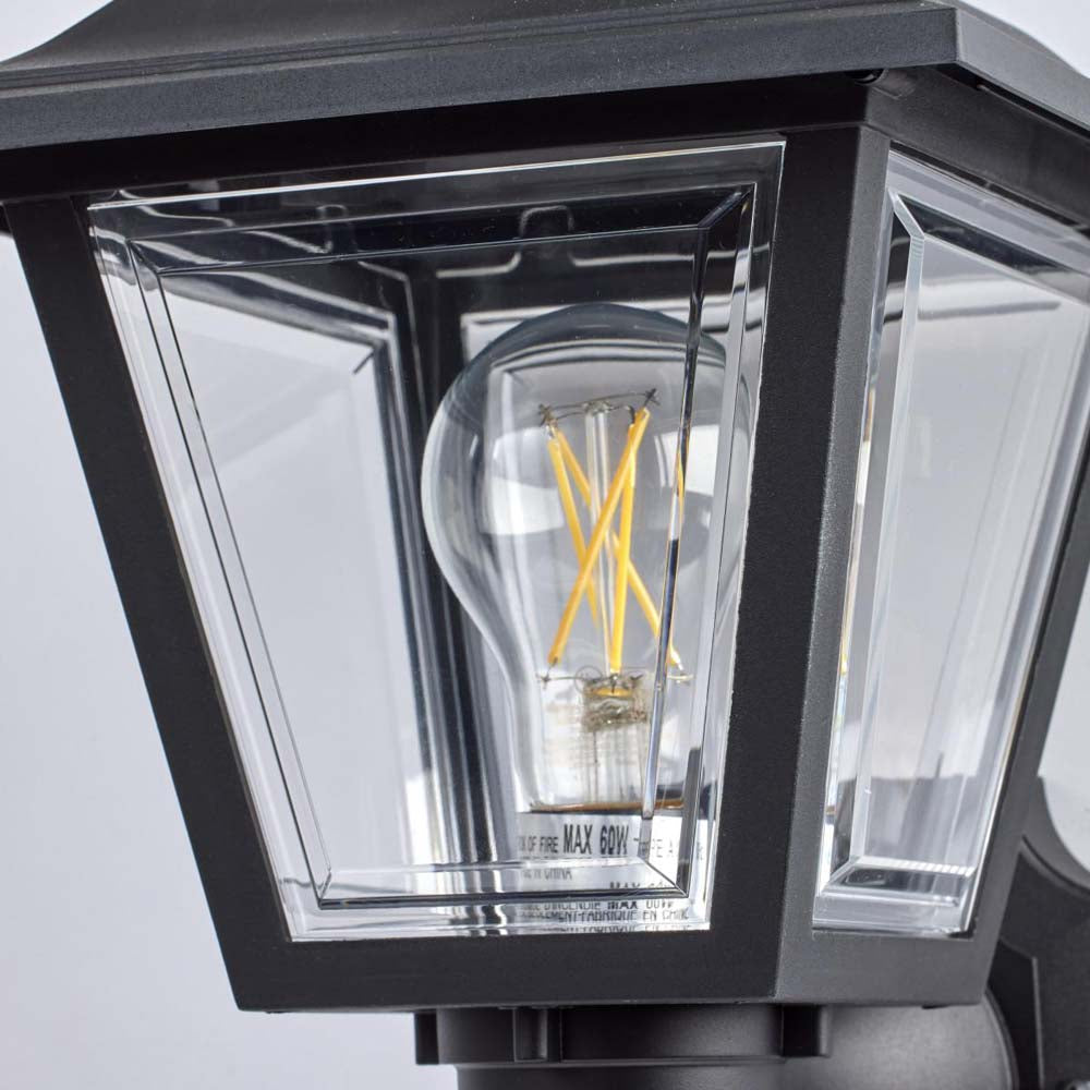 17'' Coach Lantern w/ Finial Beveled Acrylic Panels Black Finish