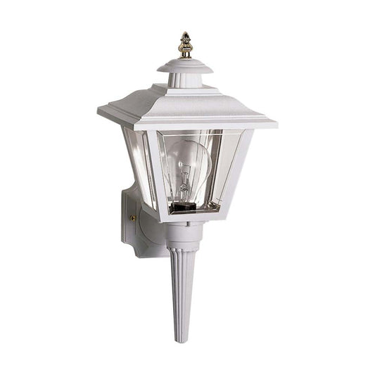 17'' Coach Lantern w/ Finial Beveled Acrylic Panels White Finish