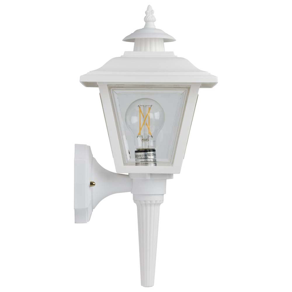17'' Coach Lantern w/ Finial Beveled Acrylic Panels White Finish