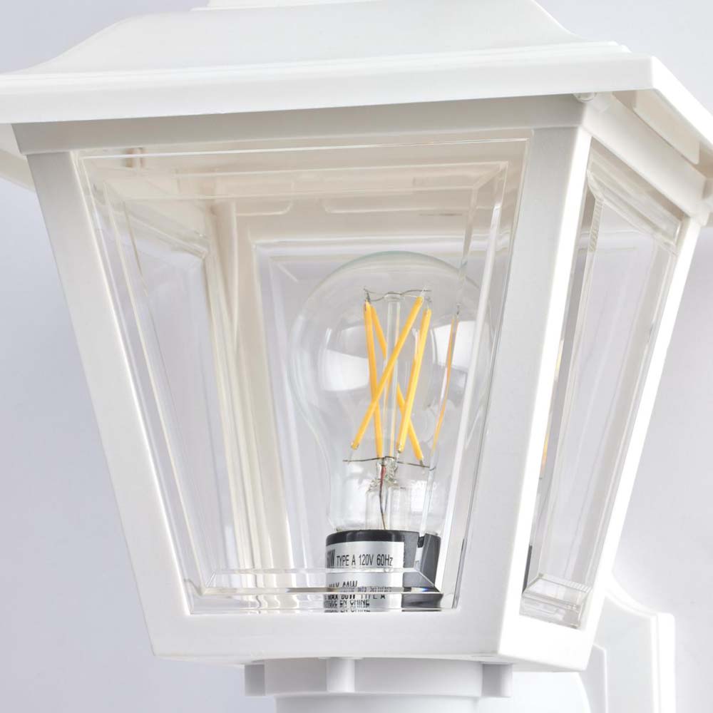 17'' Coach Lantern w/ Finial Beveled Acrylic Panels White Finish