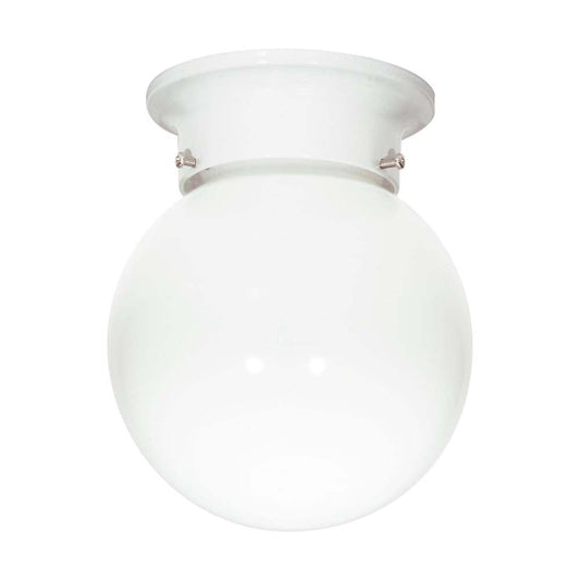 1-Light 6-in Flush with White Glass in White Finish