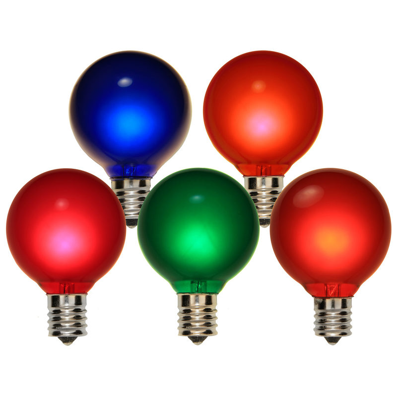25 Bulbs 7W 120V G50 Multicolor Satin E17 Intermediate Base Globe Lights