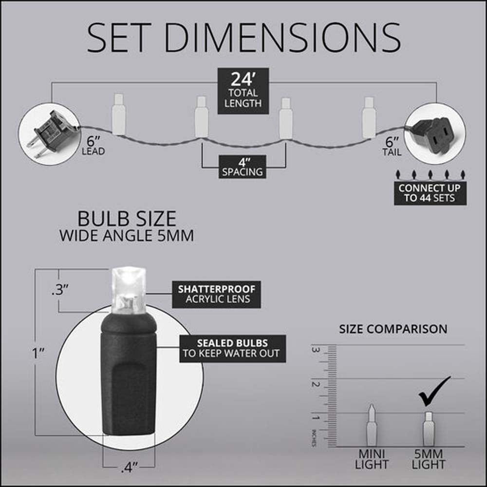 Wintergreen 70 5mm Red Cool White LED Christmas Lights 4in. Spacing 120v