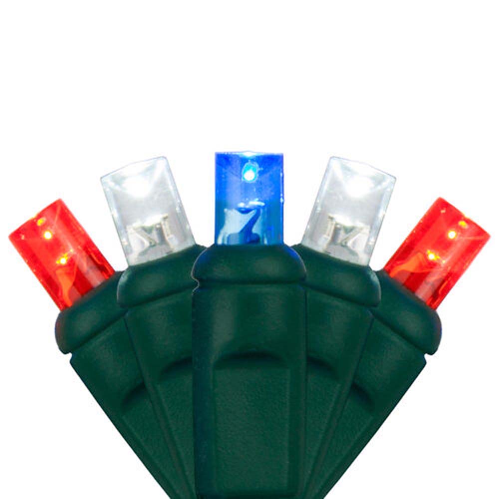 Wintergreen 70 5mm LED Patriotic Red White and Blue Lights 4in. Spacing 120v