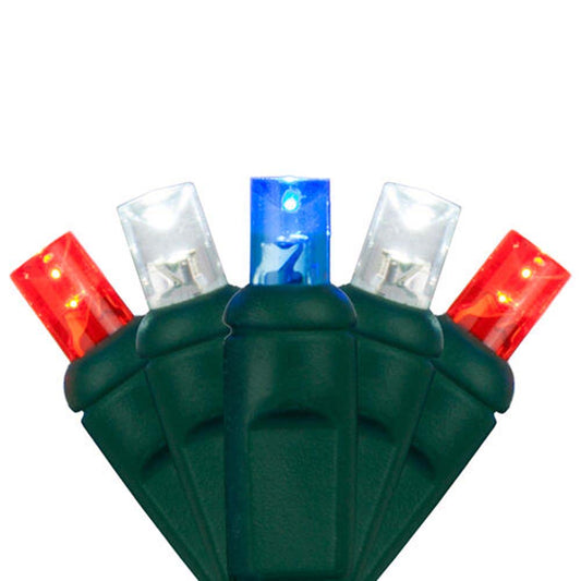 Wintergreen 70 5mm LED Patriotic Red White and Blue Lights 4in. Spacing 120v