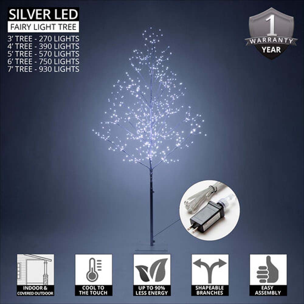 5-ft. Silver Fairy Light Tree, Cool White LED
