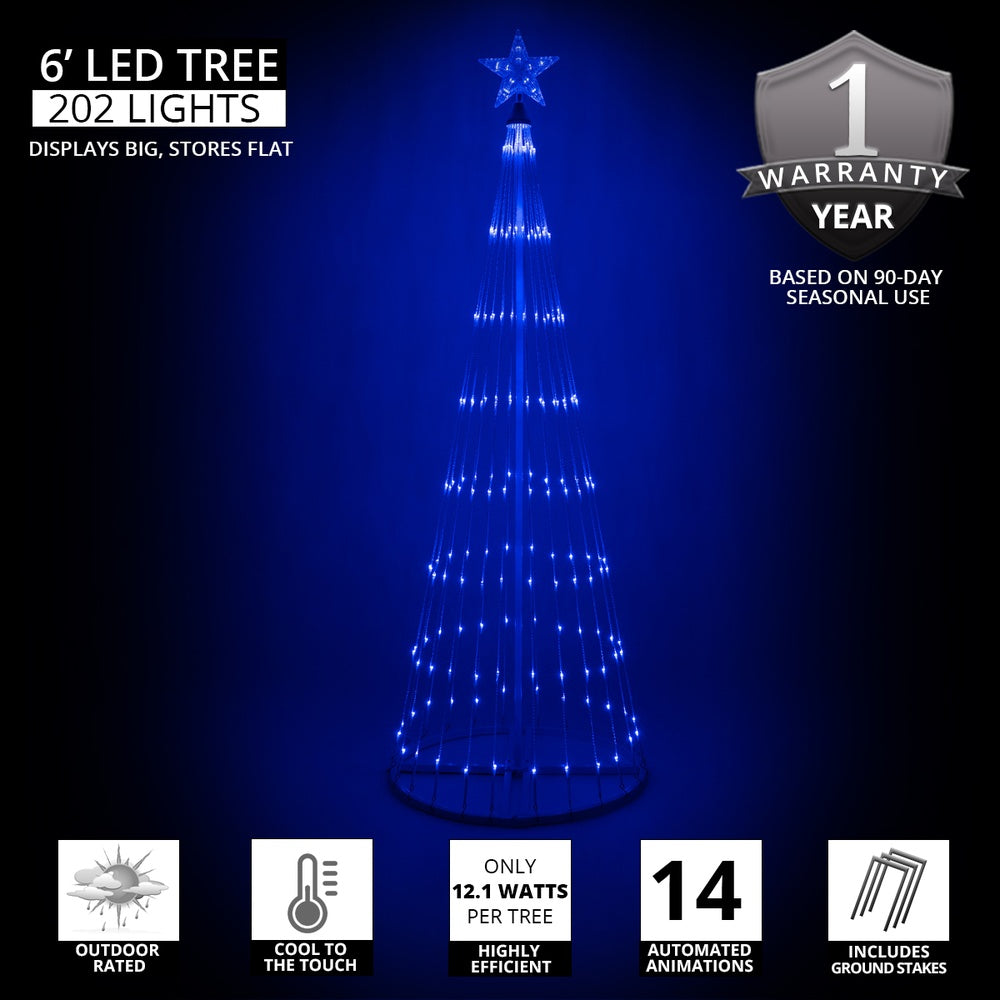 6-ft. Blue LED Animated Outdoor Lightshow Christmas Tree