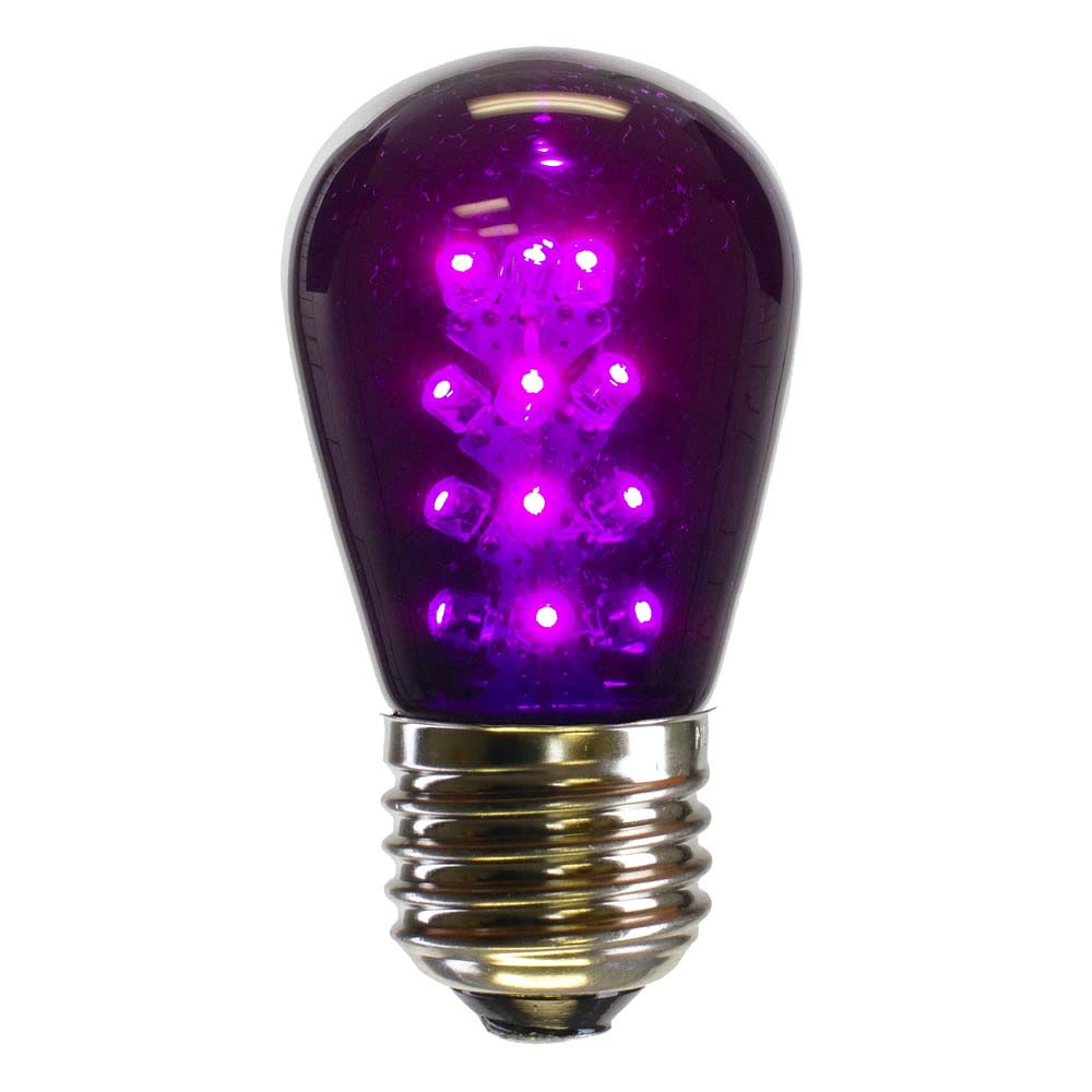 5Pk - Vickerman 1.3w 130v E26 S14 Purple LED Transparent Christmas Light Bulb