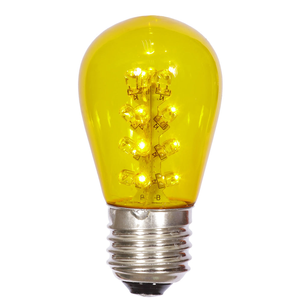 5Pk - Vickerman 1.3w 130v E26 S14 Yellow LED Transparent Christmas Light Bulb